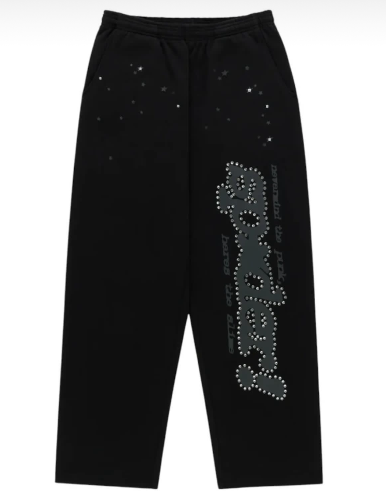 Sp5der Punk Rhinestone Sweatpants Blk