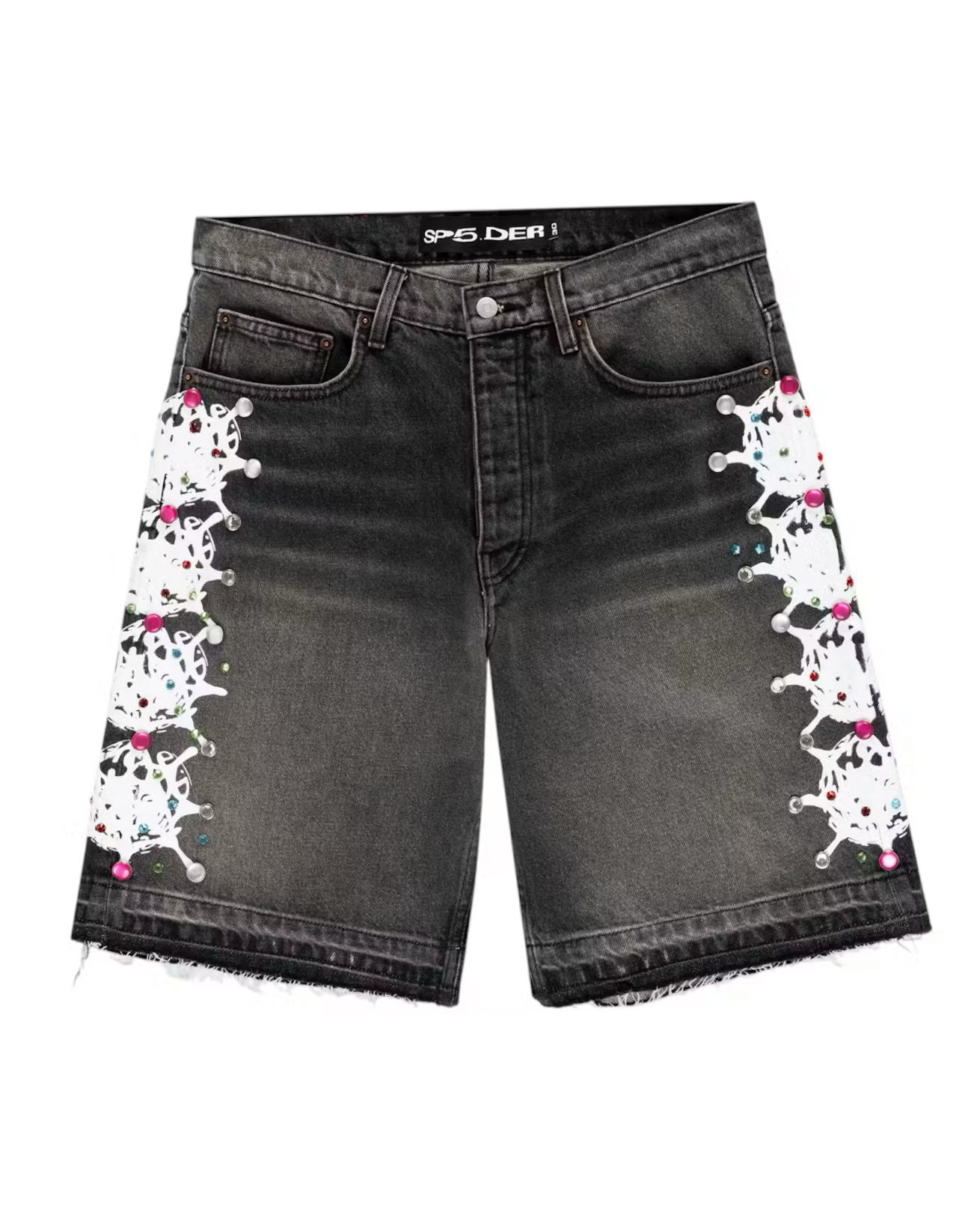 Sp5der Web Denim Shorts