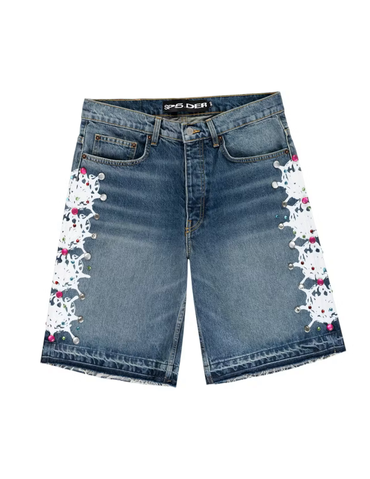 Sp5der Web Denim Shorts