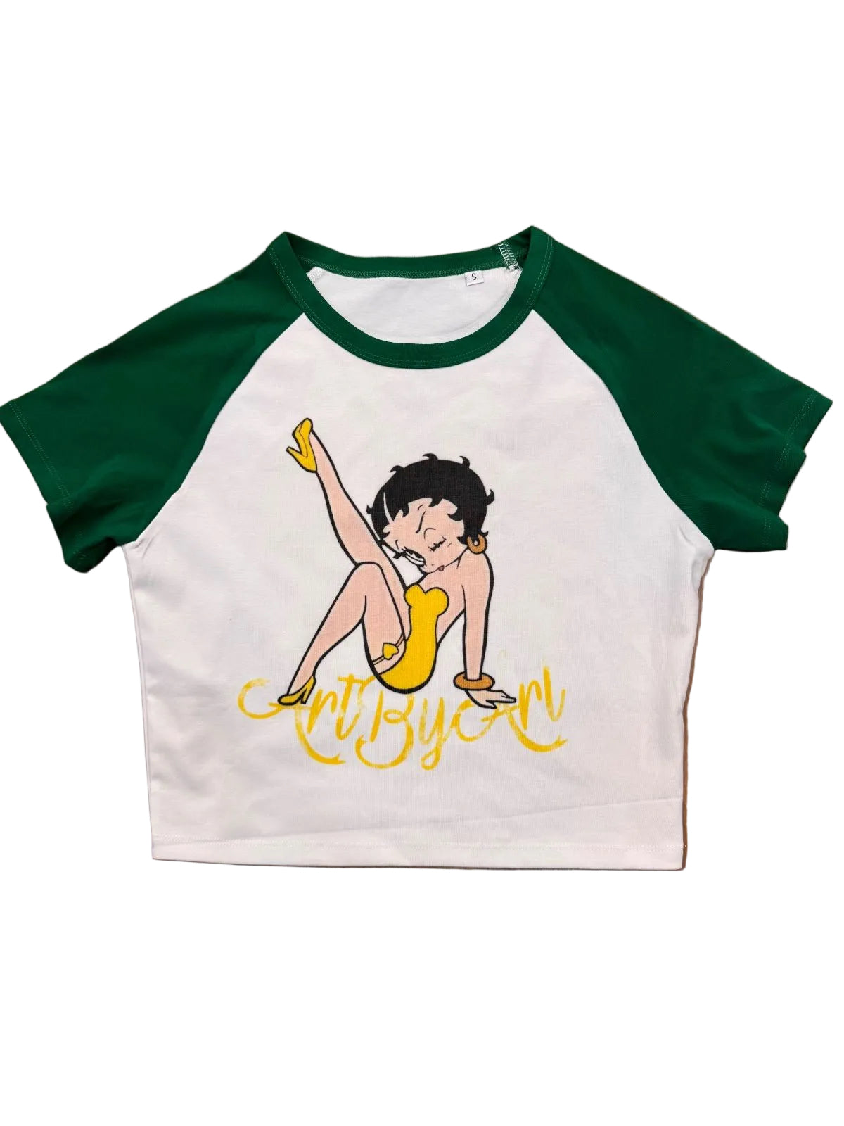 ArtByArt Wmns Betty Boop Crop Tee Green