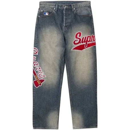 Supreme Mitchell & Ness Atlanta Braves Loose Fit Jean Blue