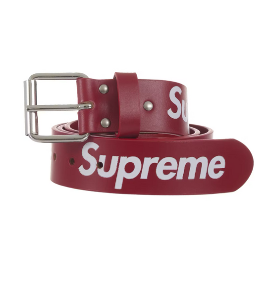 Supreme Repeat Leather Belt Red/White